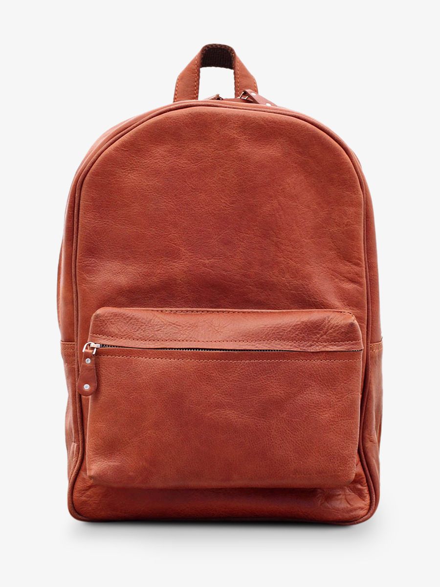 foto-vista-frontal-mochila-de-cuero-marrón-lemariol-natural-paul-marius-m200-l