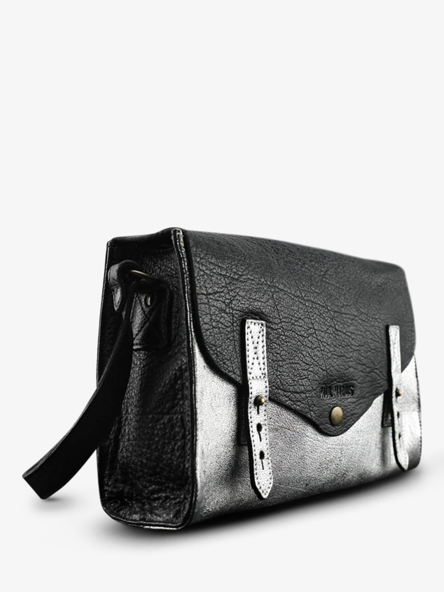 foto-vista-lateral-bolso-bandolera-cuero-mujer-plateado-negro-lindispensable-plateado-negro-paul-marius-w08-s-b