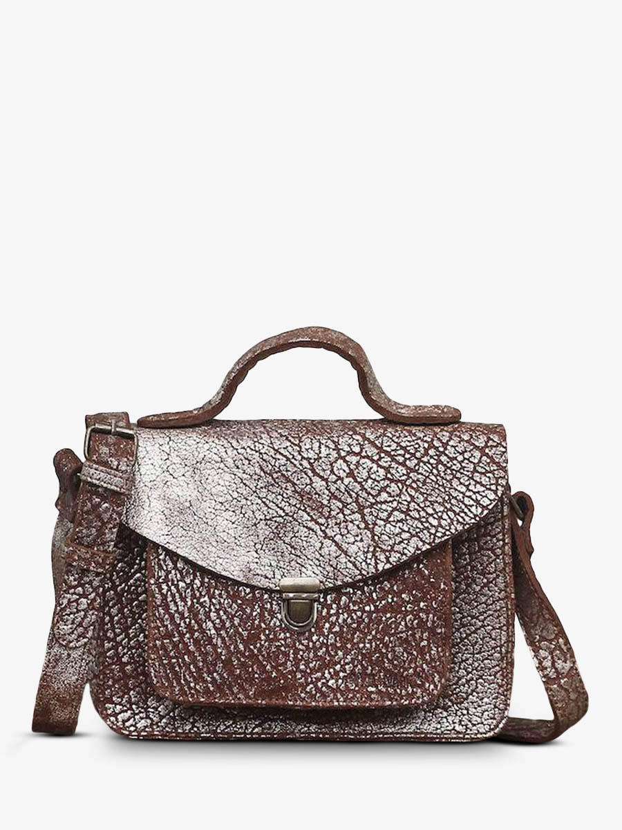 foto-vista-frontal-bolso-bandolera-cuero-mujer-plateado-mademoiselle-george-ámbar-plateado-paul-marius-w05-bs