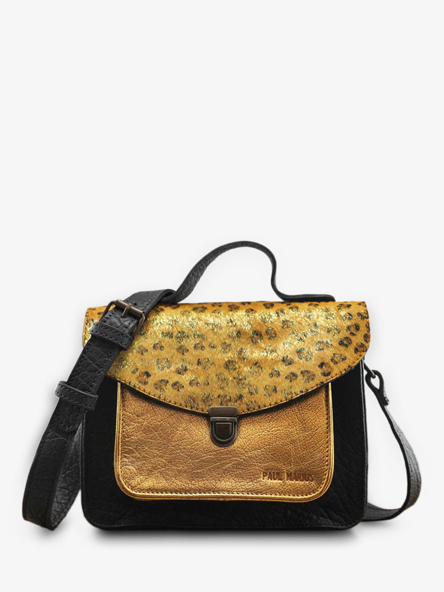 foto-vista-frontal-bolso-bandolera-cuero-mujer-negro-dorado-mademoiselle-george-leopardo-negro-dorado-paul-marius-w05-lp-b-g