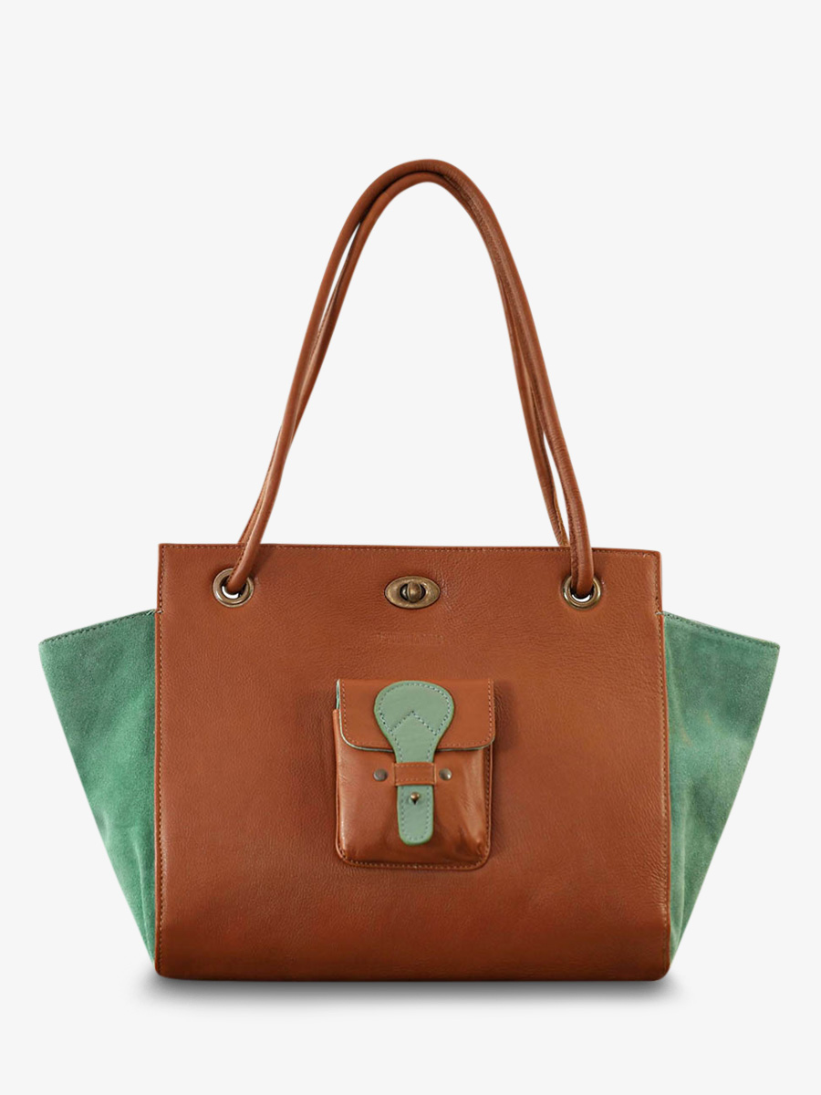 foto-vista-frontal-bolso-de-mano-de-cuero-paulmarius-marrón-verde-madame-m-natural-verde-almendra-paul-marius-m48-l-ga