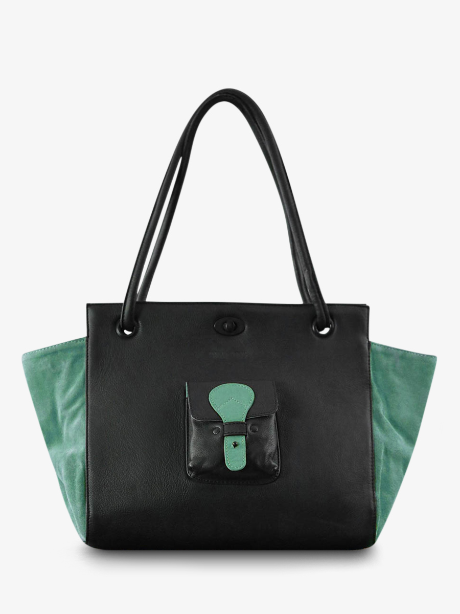 foto-vista-frontal-bolso-de-mano-de-cuero-paulmarius-negro-verde-madame-m-negro-verde-almendra-paul-marius-m48-b-ga
