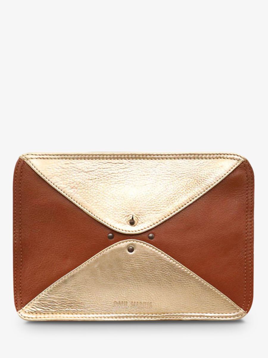 foto-vista-frontal-bolso-bandolera-cuero-mujer-marrón-dorado-legraphique-natural-dorado-paul-marius-w17-l-g