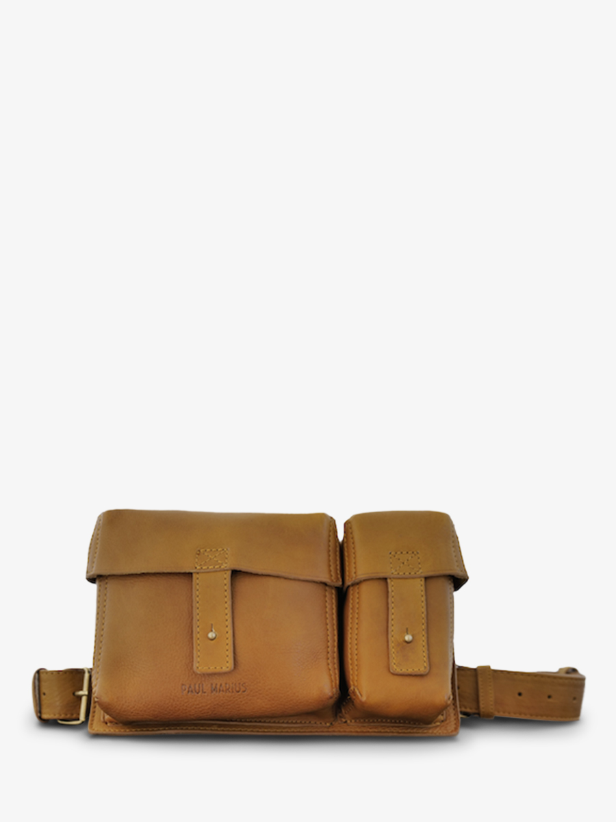 foto-vista-frontal-bolso-bandolera-cuero-mujer-marrón-cartuchera-miel-aceite-paul-marius-m401-ody