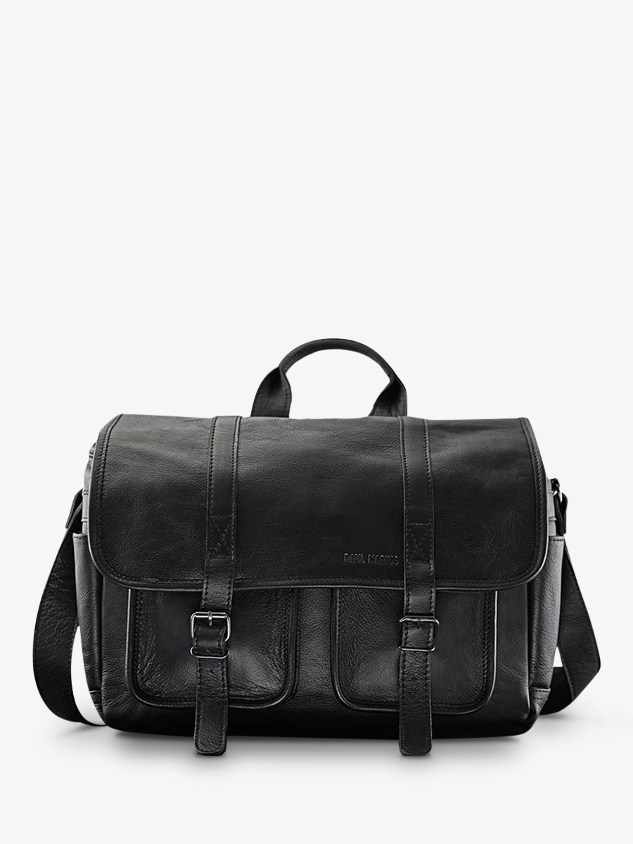 foto-vista-frontal-bolsa-fotográfica-cuero-plateado-nereporter-negro-paul-marius-m54-b