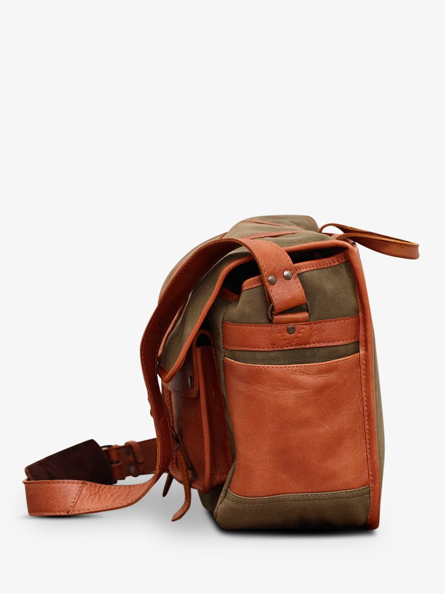 foto-vista-lateral-bolsa-foto-cuero-argentique-verde-lereporter-lona-verde-caqui-paul-marius-m54-gc