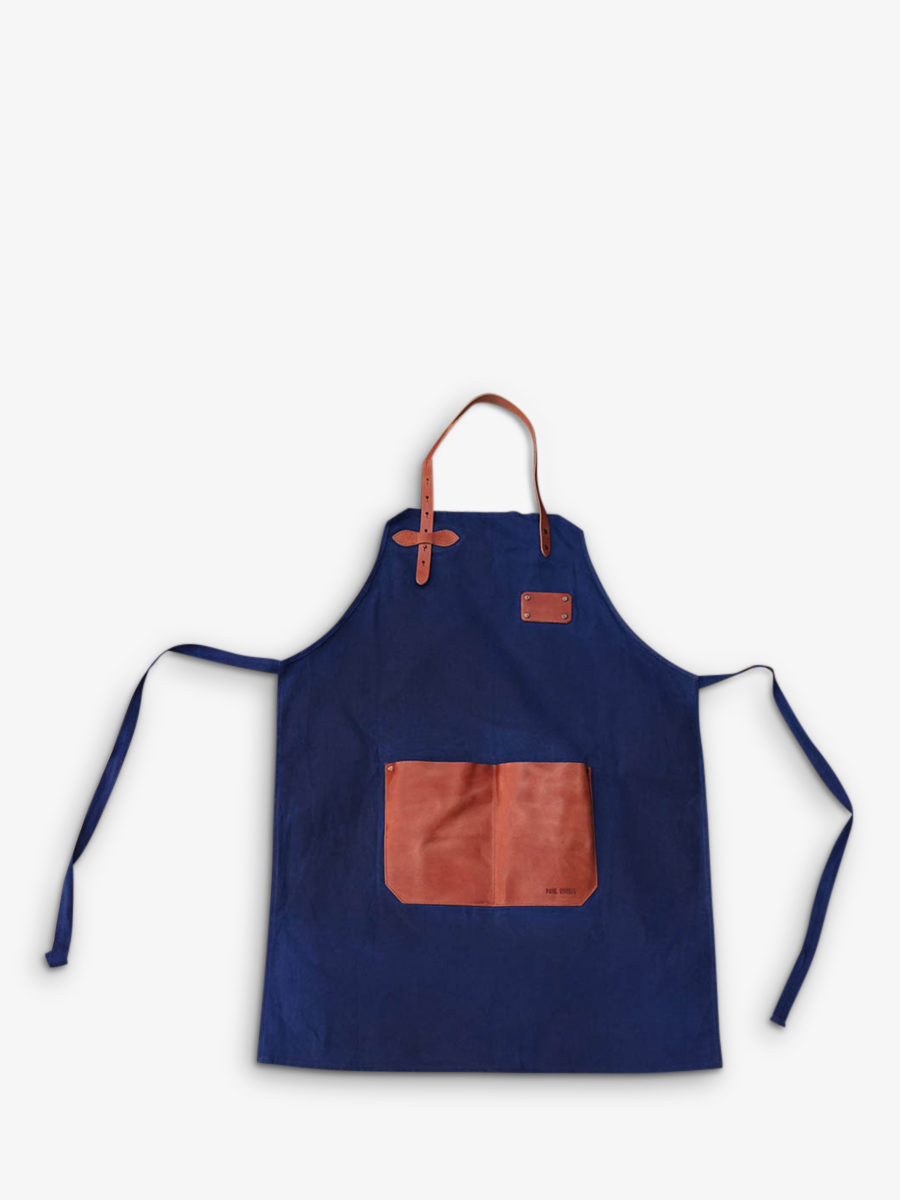 foto-vista-frontal-delantal-de-cuero-para-jardinería-azul-letablier-bleu-marine-paul-marius-apron-db