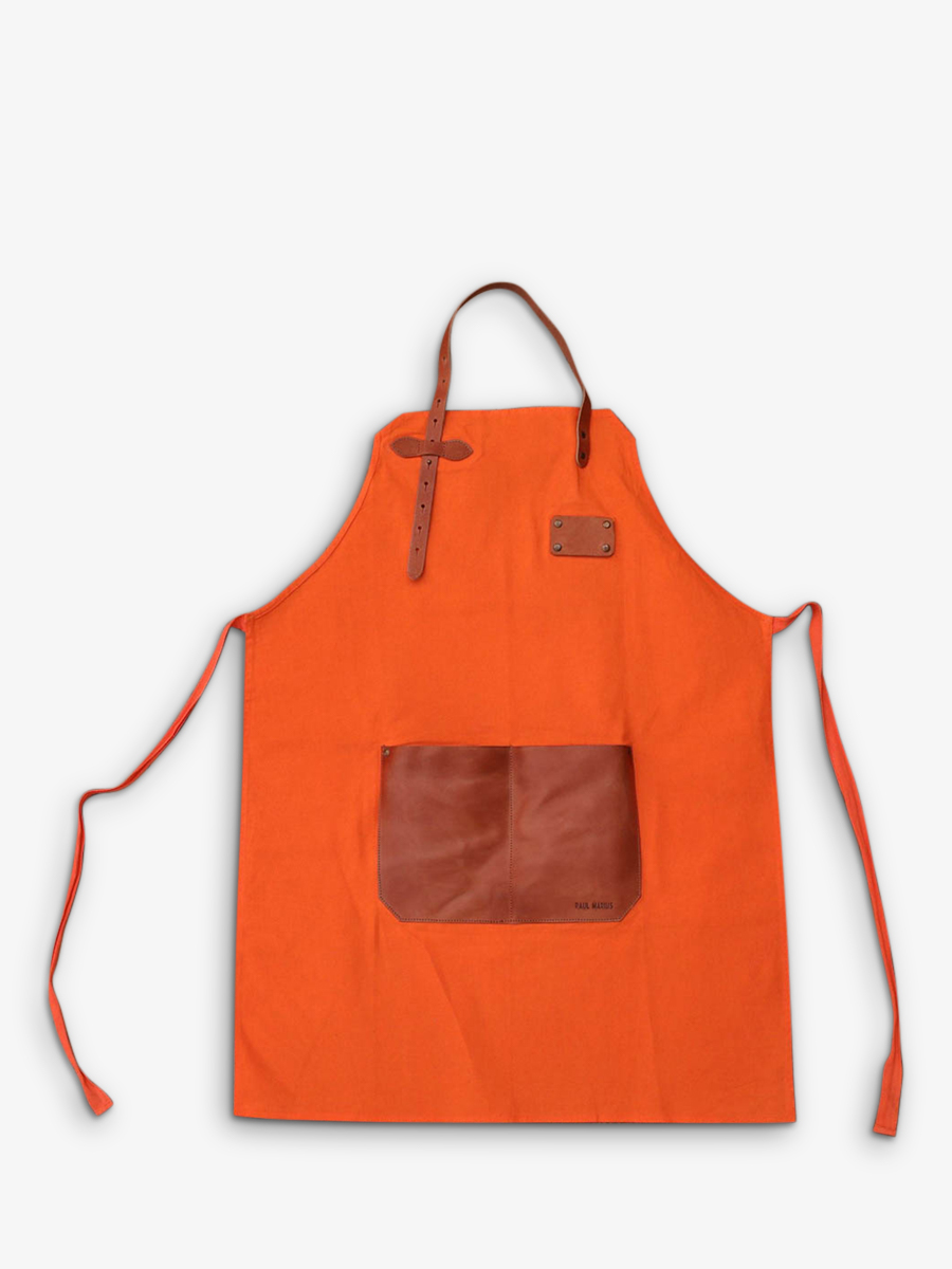foto-vista-frontal-delantal-de-cuero-para-jardinería-naranja-letablier-orange-paul-marius-apron-o