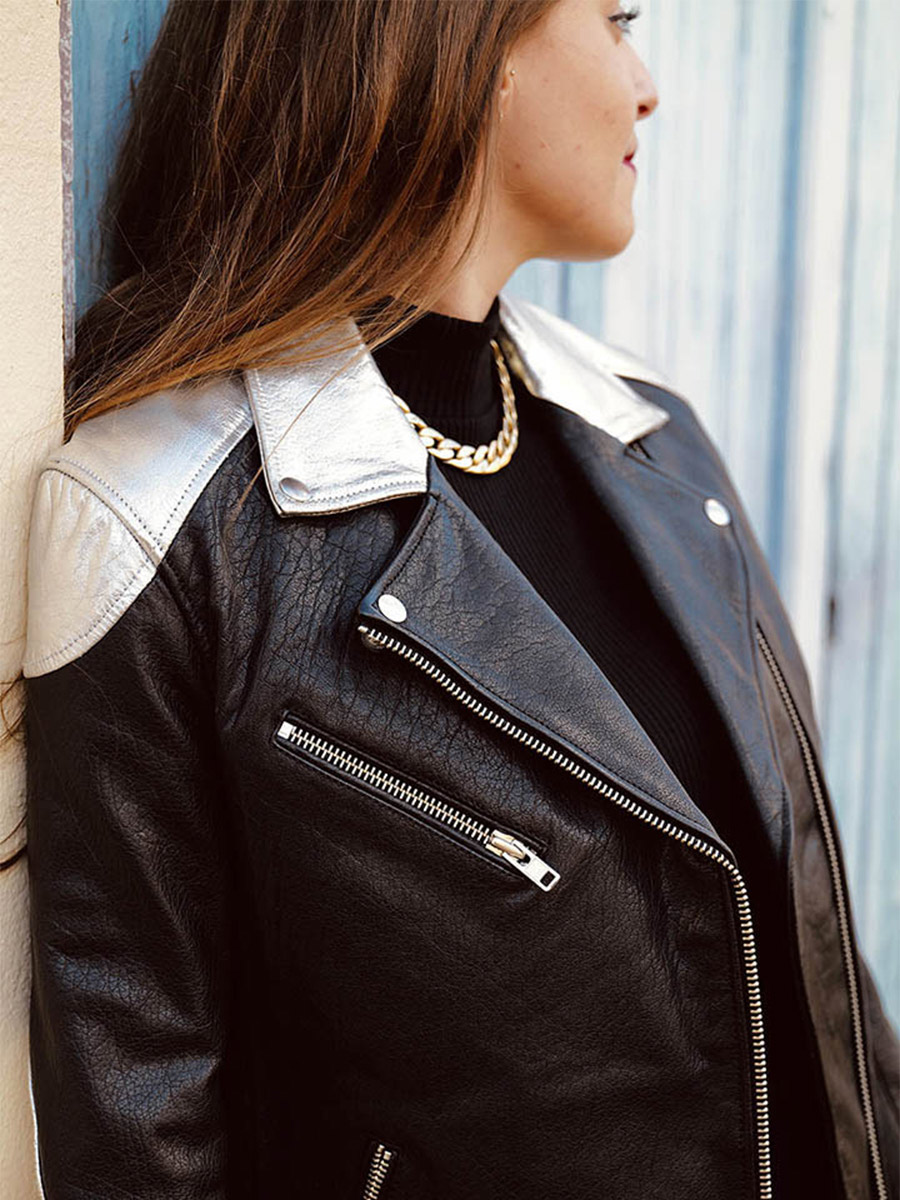 foto-vista-frontal-perfecto-cuero-mujer-plateado-negro-leperfecto-plateado-negro-paul-marius-wpj-s-b-s36