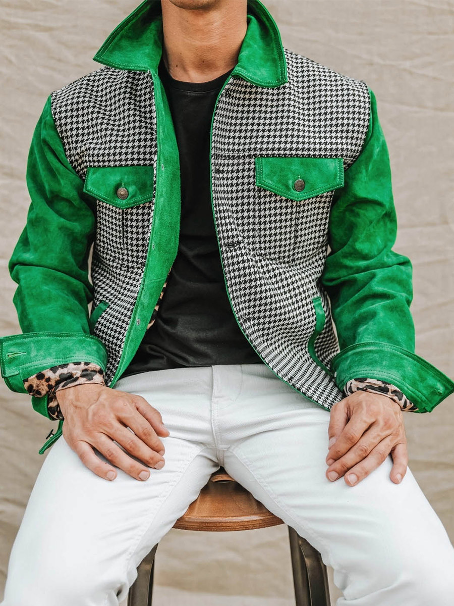 foto-vista-frontal-chaqueta-cuero-nubuck-hombre-verde-lenumero-1-verde-ácido-paul-marius-blouson-hs-gr-s
