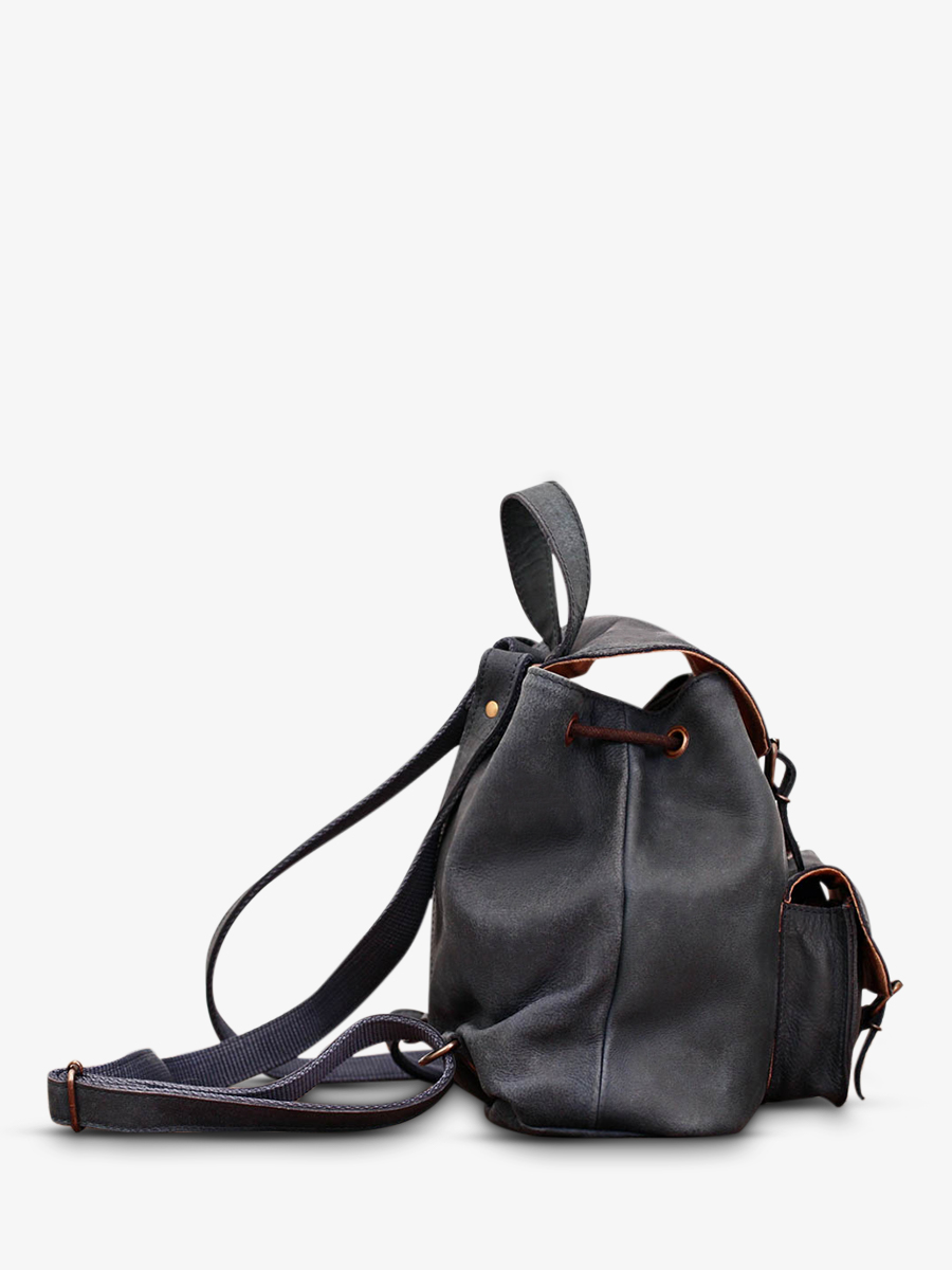 foto-vista-lateral-mochila-de-cuero-mujer-azul-lebaroudeur-azul-petróleo-paul-marius-m40-db