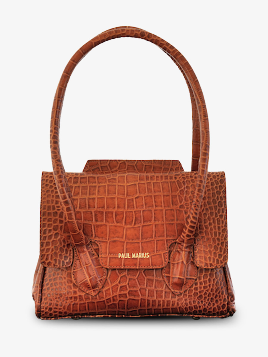 foto-vista-frontal-bolso-de-mano-de-cuero-para-mujer-marrón-colette-s-alligator-cocktail-ámbar-paul-marius-w28s-a-l