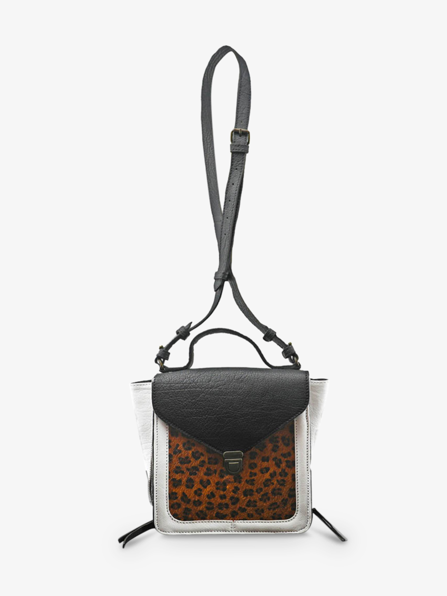 foto-vista-frontal-bolso-pequeño-bandolera-cuero-mujer-negro-blanco-mistinguette-leopardo-negro-blanco-paul-marius-w20-lp-b-w
