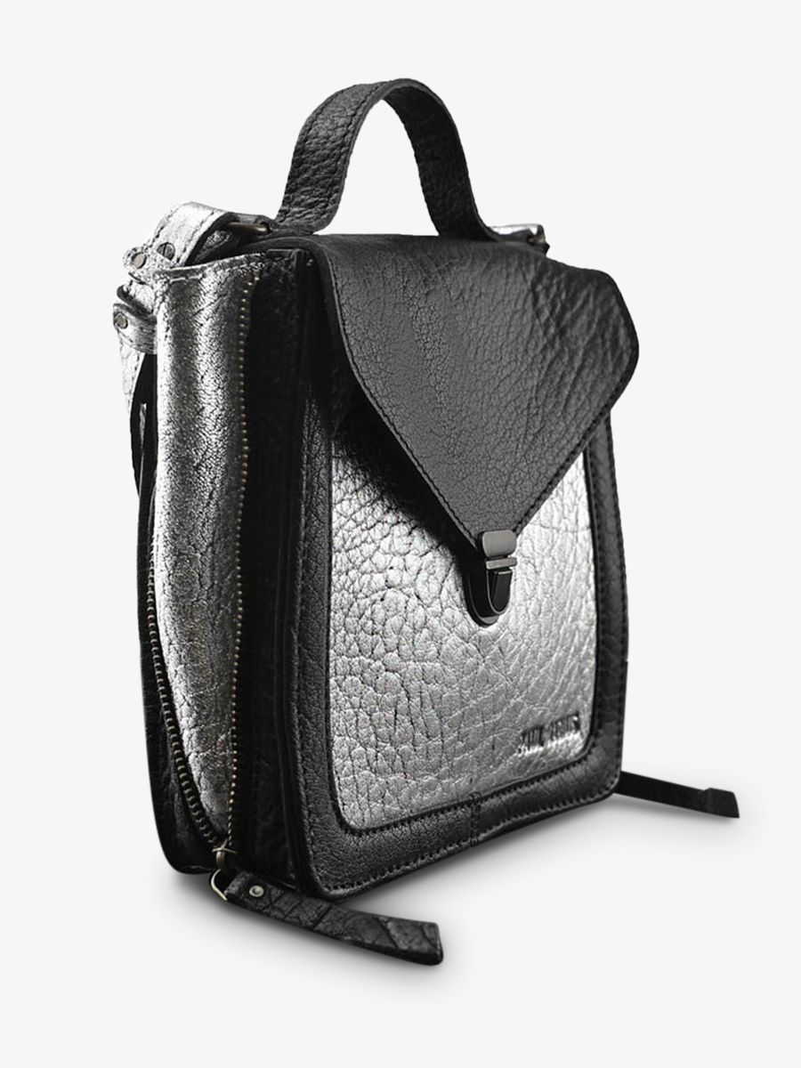 foto-vista-posterior-bolso-bandolera-cuero-mujer-plateado-negro-mistinguette-plateado-negro-paul-marius-w20-s-b