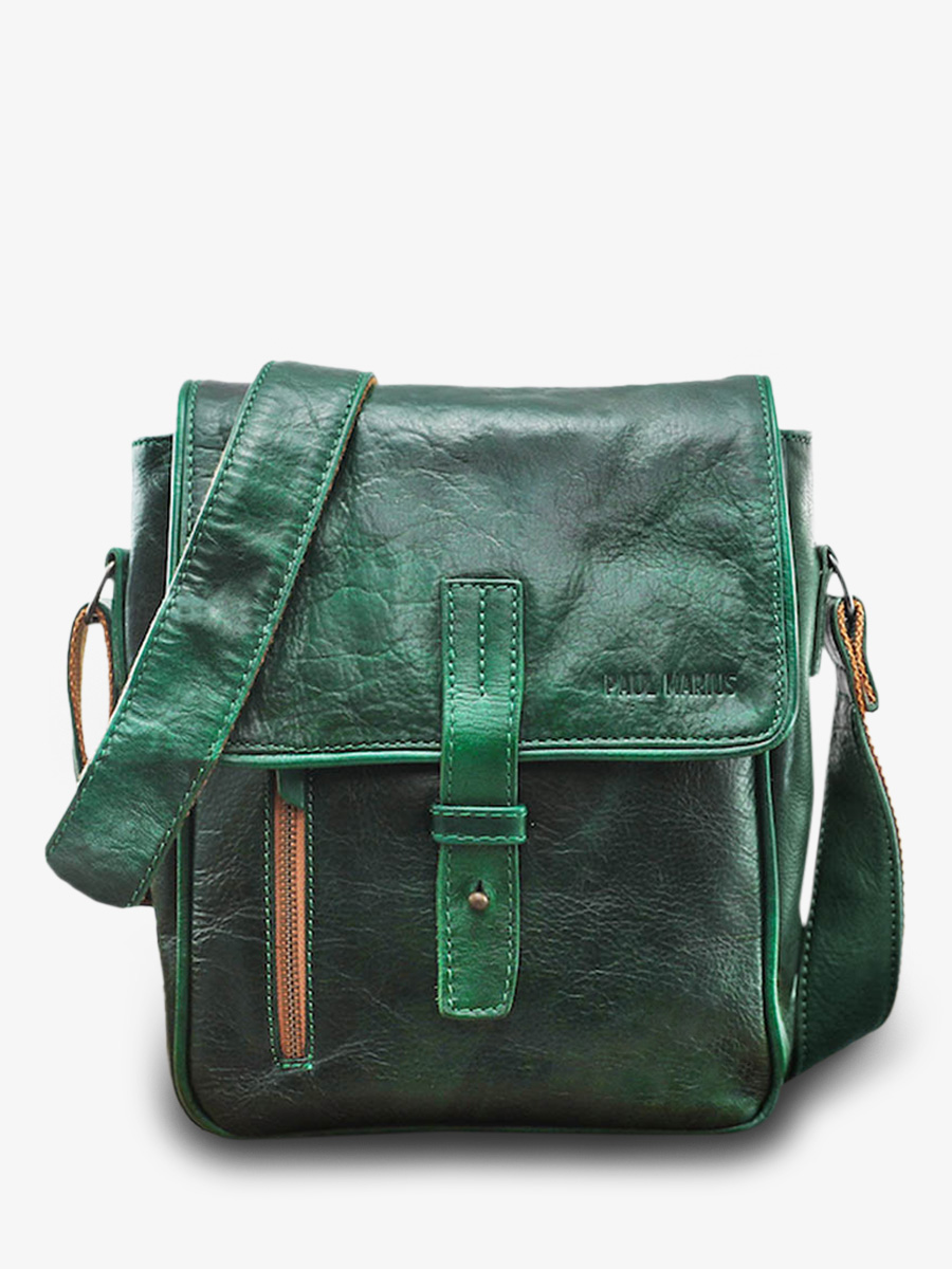 foto-vista-frontal-bolso-de-cuero-para-hombre-verde-laventurier-esmeralda-aceite-paul-marius-m403-odg