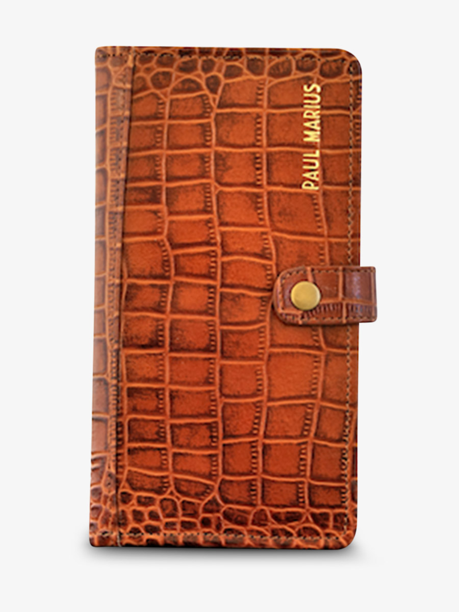 foto-vista-frontal-cartera-cuero-mujer-marrón-leportefeuille-charlotte-n2-alligator-cocktail-ámbar-paul-marius-m67-a-l