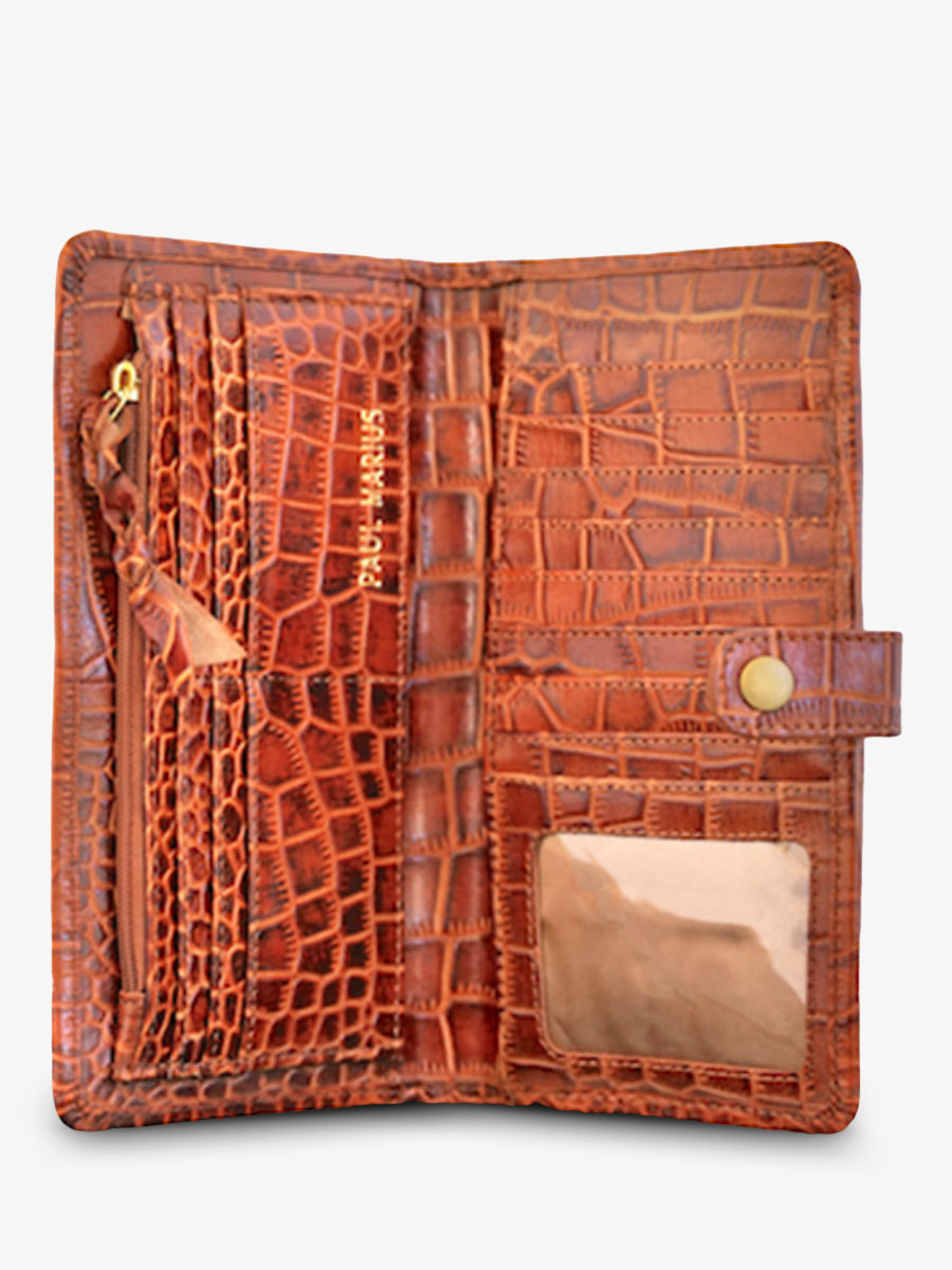 foto-vista-lateral-cartera-cuero-mujer-marron-leportefeuille-charlotte-n2-alligator-cocktail-ambre-paul-marius-m67-a-l
