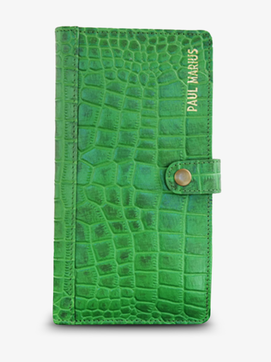 foto-vista-frontal-cartera-cuero-mujer-verde-leportefeuille-charlotte-n2-alligator-cocktail-jade-paul-marius-m67-a-gr