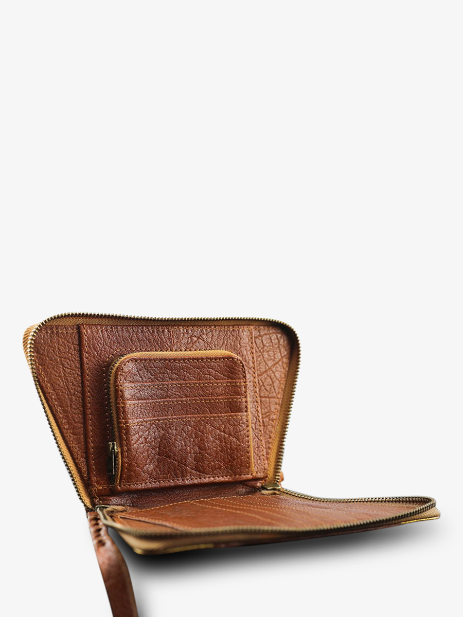 foto-vista-lateral-cartera-cuero-mujer-marrón-dorado-leportefeuille-emma-natural-dorado-paul-marius-w24-l-g