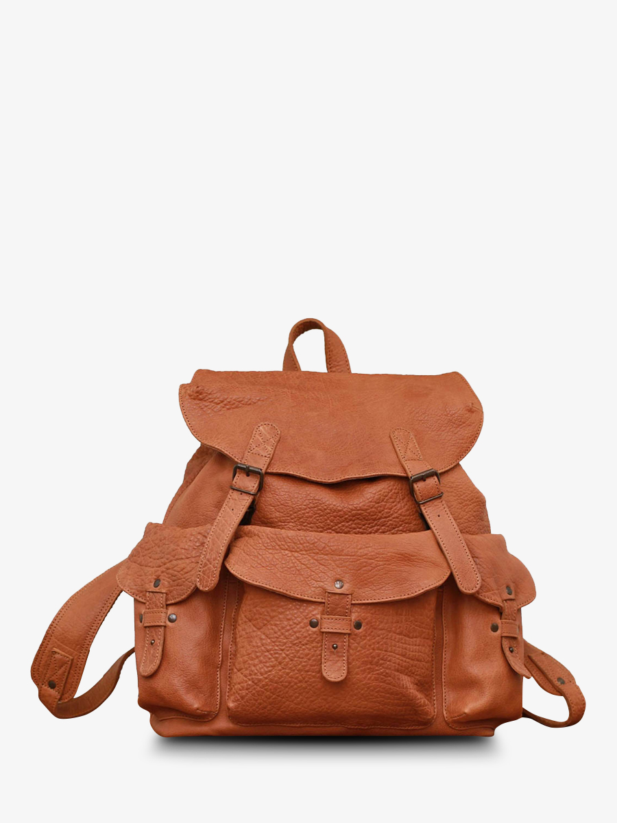 foto-vista-frontal-mochila-de-cuero-beige-lemeridien-sable-paul-marius-m38-n