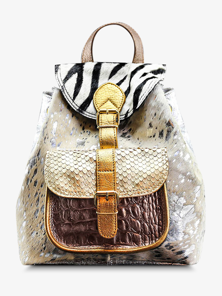 foto-vista-frontal-mochila-de-cuero-para-mujer-plateada-dorada-cobre-lebaroudeur-chimere-plateada-dorada-cobre-paul-marius-m40-ch-s-g-c