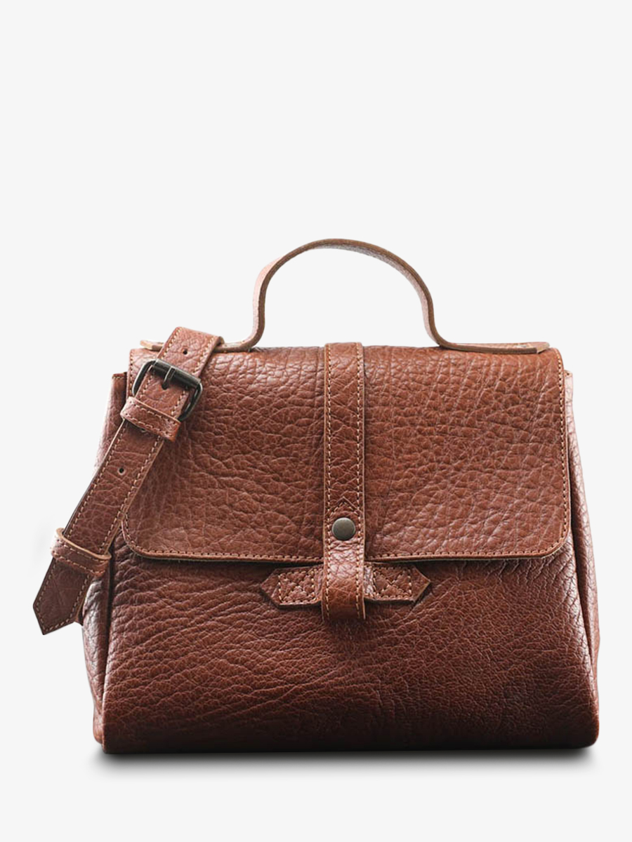 foto-vista-frontal-bolso-bandolera-cuero-mujer-marrón-lecorneille-natural-paul-marius-w23-l