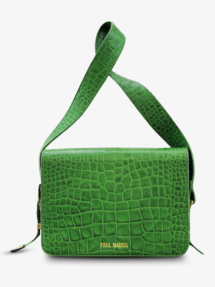 foto-vista-lateral-bolso-bandolera-cuero-mujer-verde-lebaguette-alligator-cocktail-jade-paul-marius-w29-a-gr