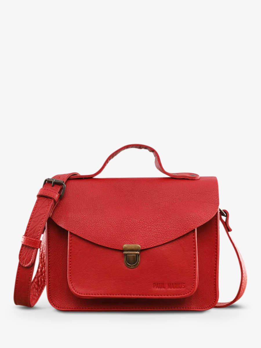 foto-vista-frontal-bolso-bandolera-cuero-mujer-rojo-mademoiselle-george-rojo-carmín-paul-marius-w05-r