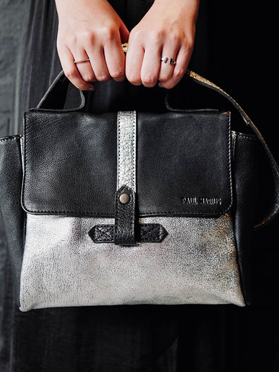 foto-bolso-bandolera-cuero-mujer-plateado-negro-lecorneille-plateado-negro-paul-marius-w23-s-b