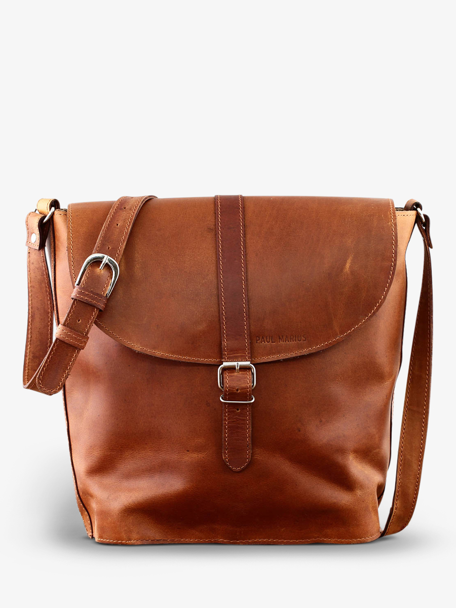 foto-vista-frontal-bolso-bandolera-cuero-mujer-marrón-auténtico-m-natural-paul-marius-m43m-l