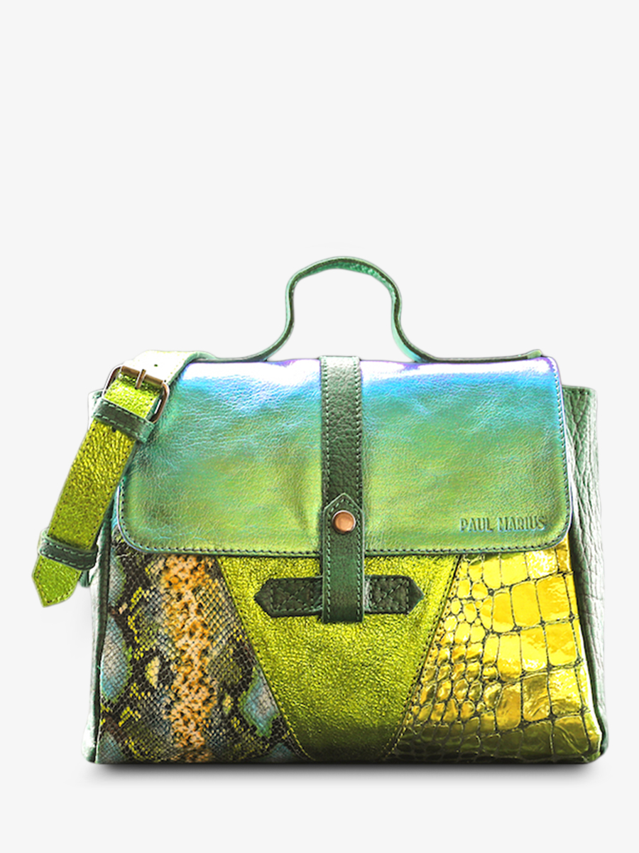 foto-vista-frontal-bolso-bandolera-cuero-mujer-multicolor-lecorneille-chimere-dragon-paul-marius-w23-ch-gr