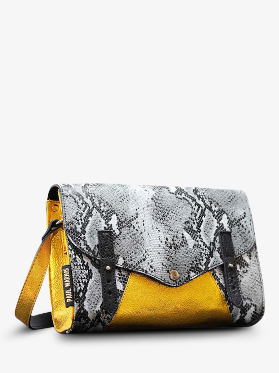 foto-vista-lateral-bolso-bandolera-cuero-mujer-gris-amarillo-lindispensable-pitón-granito-amarillo-metalizado-paul-marius-w08-p-w-mcy