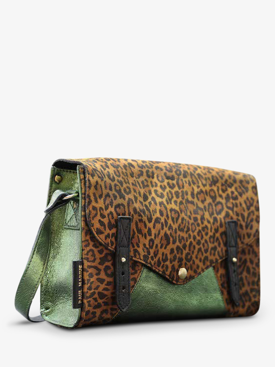 foto-vista-lateral-bolso-bandolera-cuero-mujer-marron-verde-lindispensable-leopard-natural-kaki-metalizado-paul-marius-w08-lp-l-mcgr