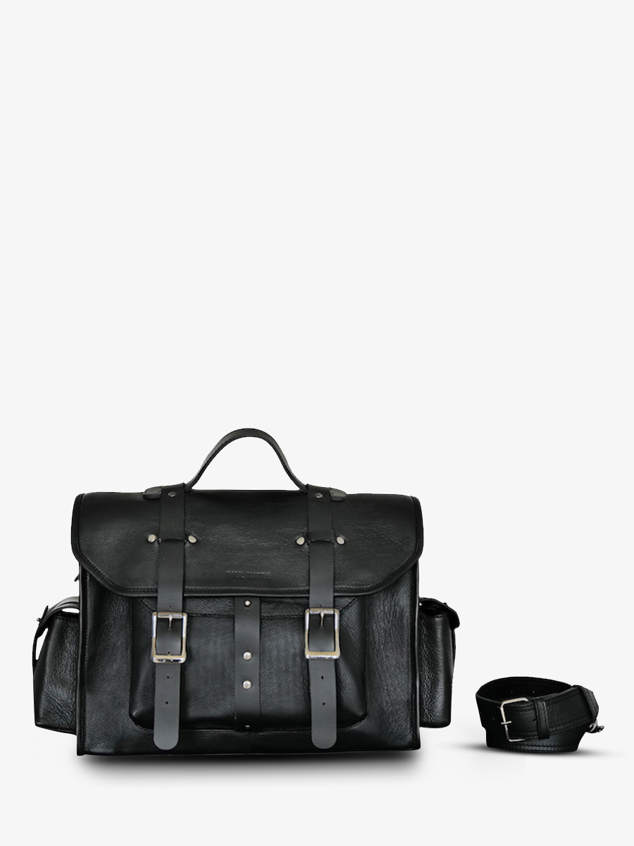 foto-vista-frontal-bolsa-moto-cuero-negro-lenomade-m-negro-aceite-paul-marius-m100m-obl